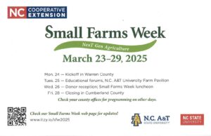 Information flyer for NC A&T University's Small Farms Week conference.